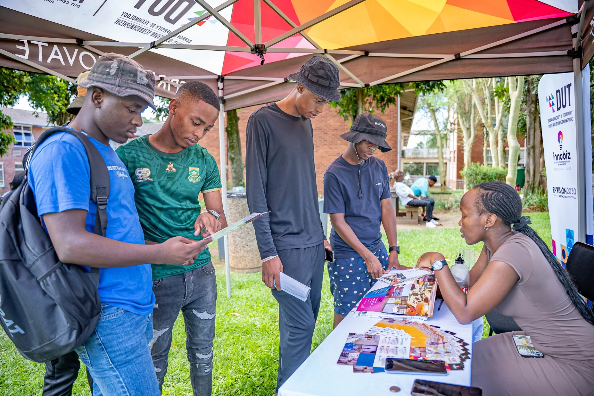 innobiz DUT entrepreneurship awareness activation with students engaging at an information stand